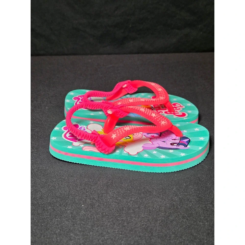 My Little Pony Toddler Girls Flip Flops Teal‎ Pink Rainbow Dash Size 5/6 Sandals